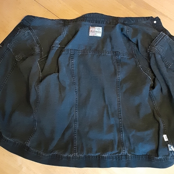 RUFF HEWN BLACK BUTTON UP DISTRESSED/FADED COTTON JEAN JACKET WOMENS SIZE 1X - Picture 9 of 13